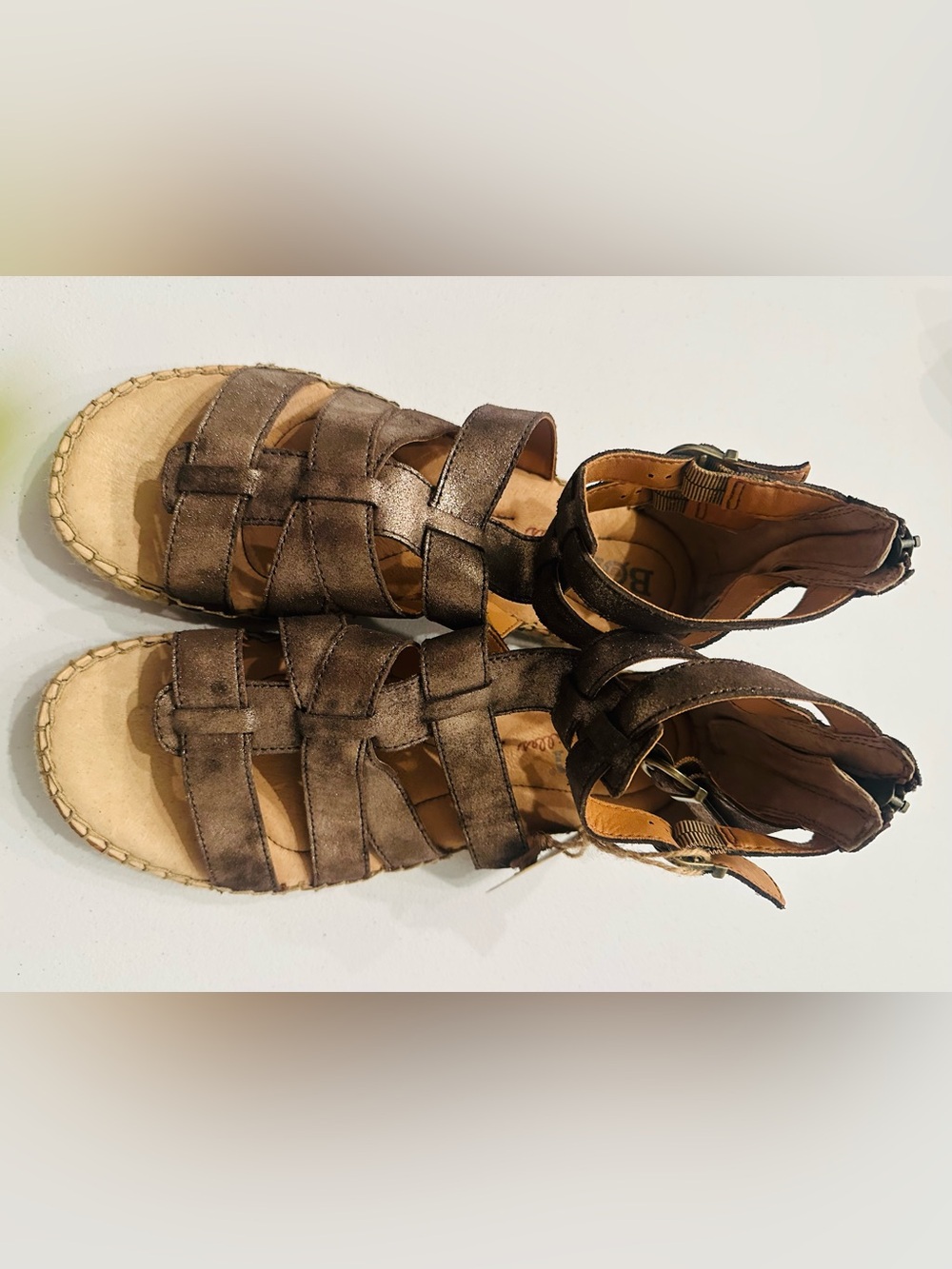 BORN Drilles Gladiator Sandals with heel side zipper